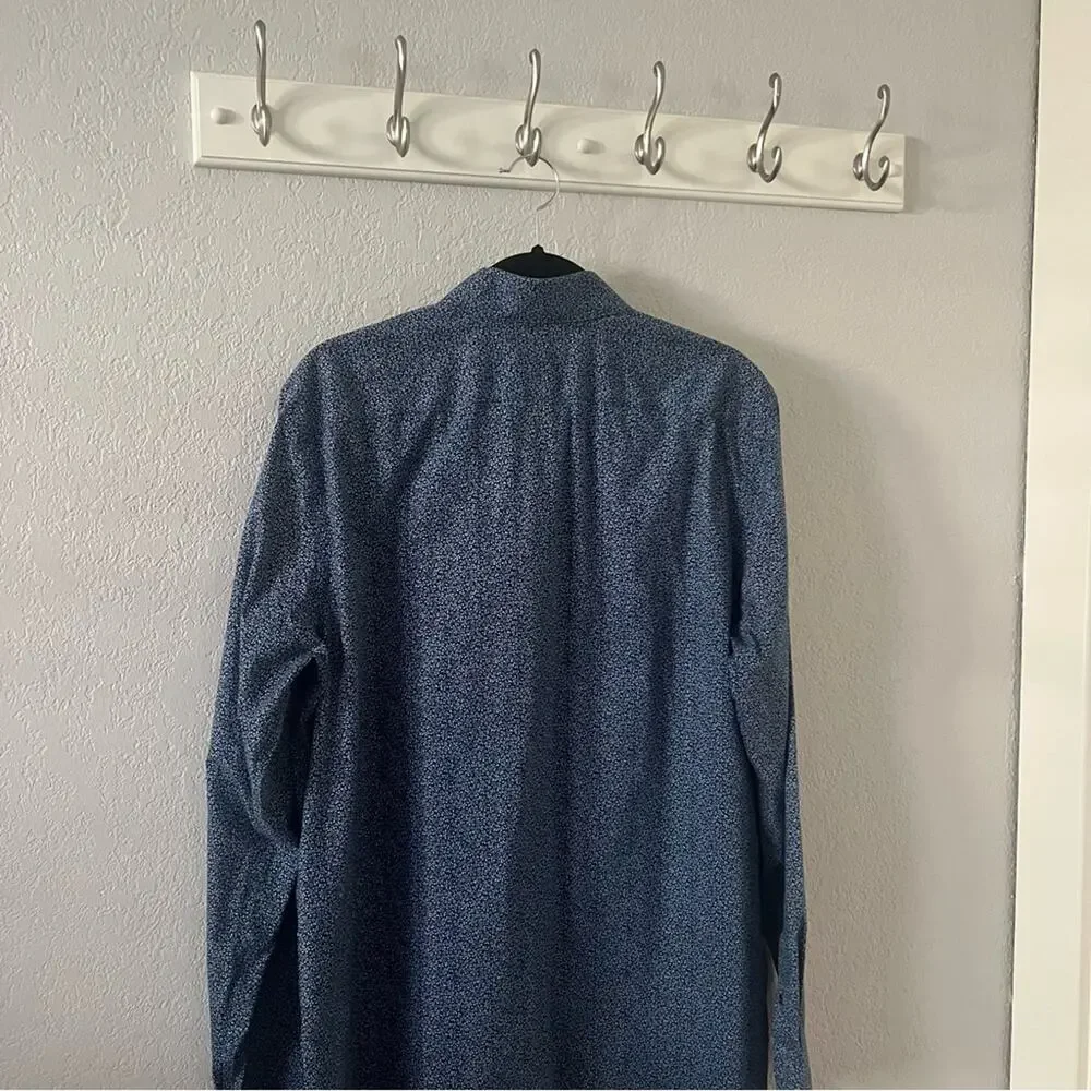 Banana Republic Navy Blue Floral Camden Standard Fit Non-Iron Shirt *Tall*